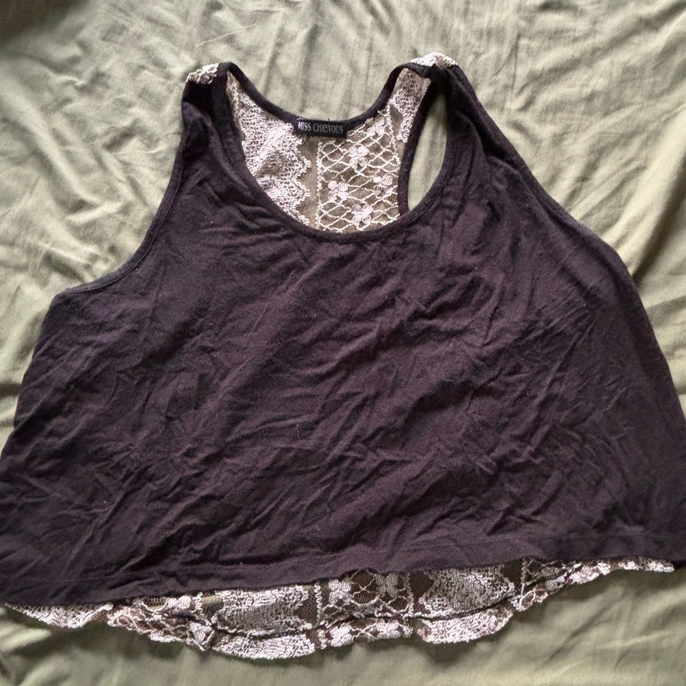 Miss Chievous Black and White Lace Crop Top